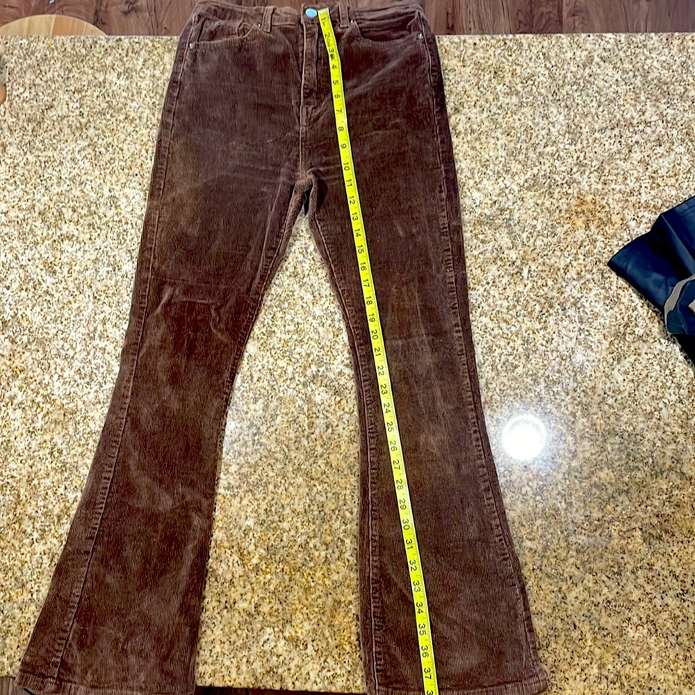 Brown Corduroy flared pants. Super Cute on figure flattering